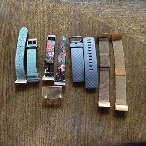 Women's Fitbit 3 Bands - Set of 5 including 2 mesh goldtone